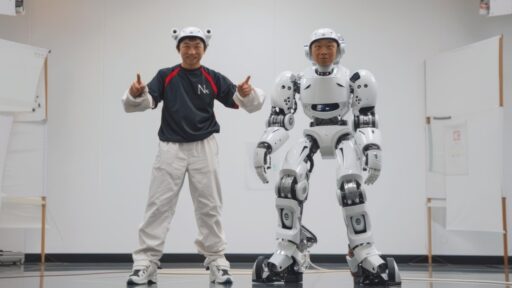Engineer with Humanoid Robot