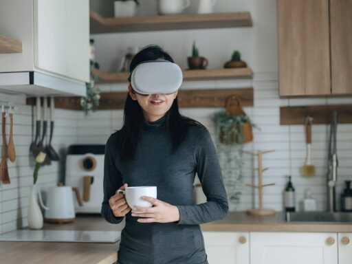 Meta reality glasses concept women wearing