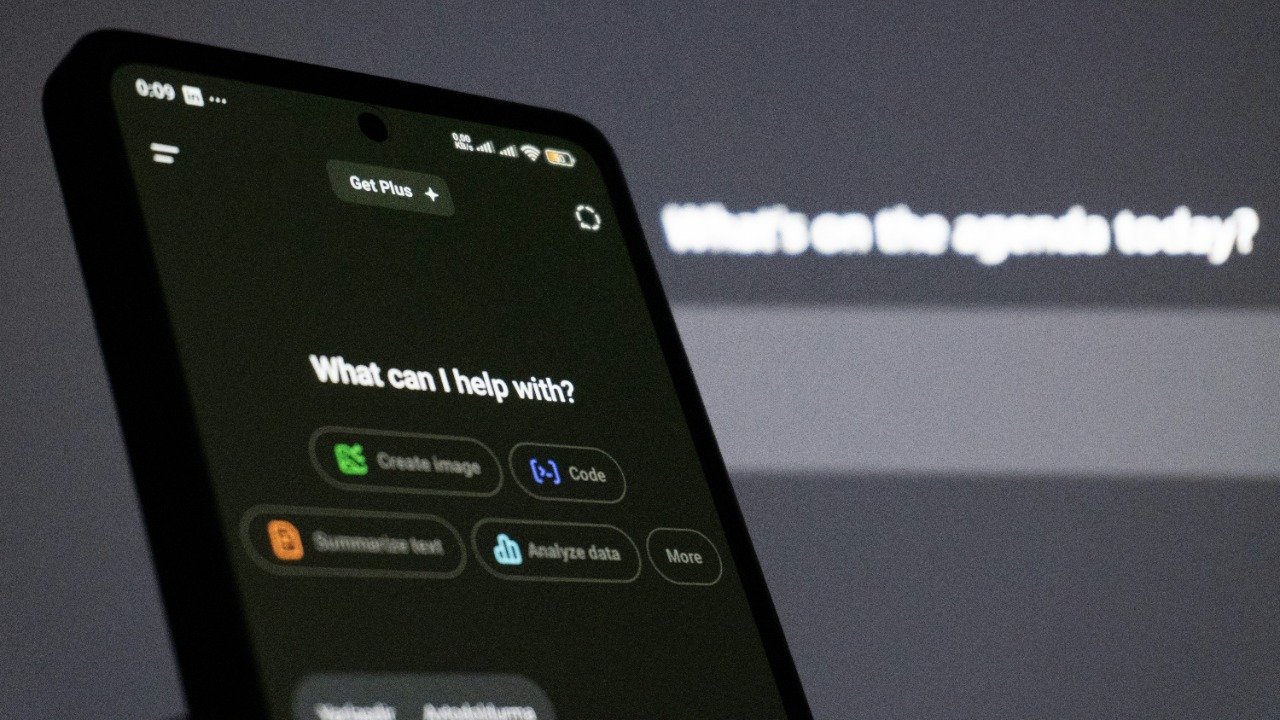 Smartphone screen displaying ai assistant interface