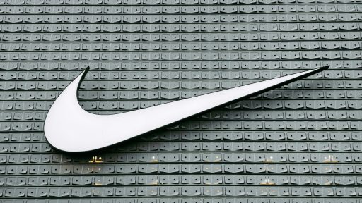 Nike logo on white and black concreate building