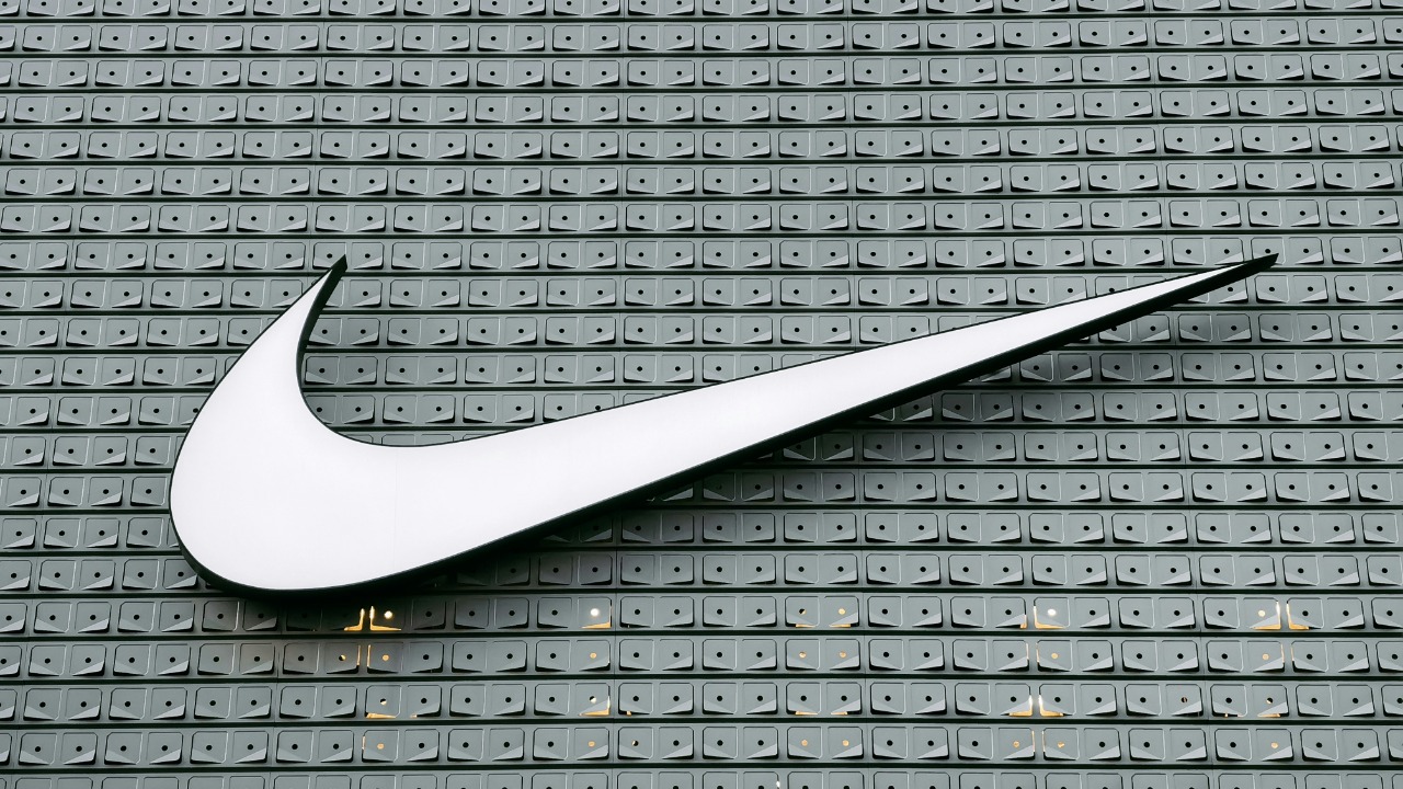 Nike logo on white and black concreate building