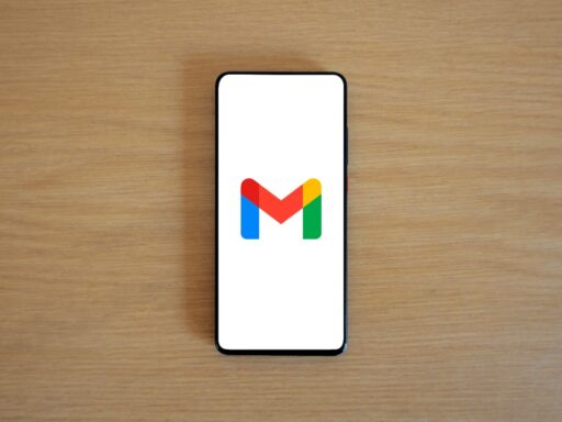 a smart phone displaying a gmail app logo