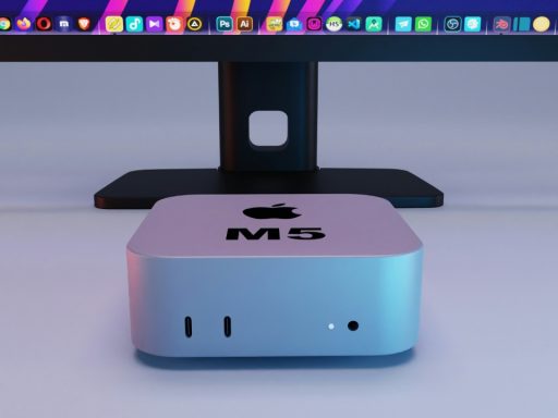 apple mac mini computer with monitor